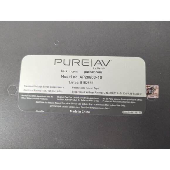 Belkin Pure AV AP20800-10 HT Power Console Surge Protector 8 Outlets TESTED - Picture 13 of 16
